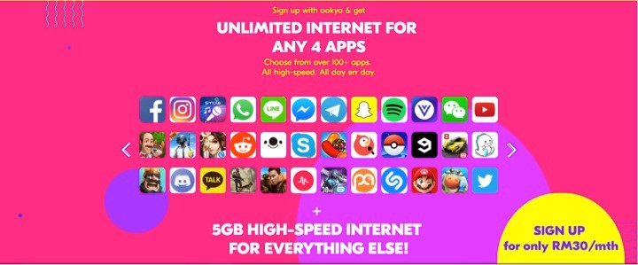 Ookyo Malaysia S Only Digital Prepaid Plan That Offers Unlimited High Speed Internet On Any App Of Your Choice