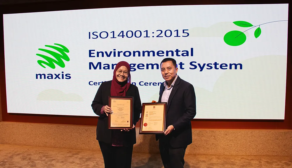 Maxis Network Site first in Malaysia to be certified with ISO 14001:2015 Environmental Management Systems 