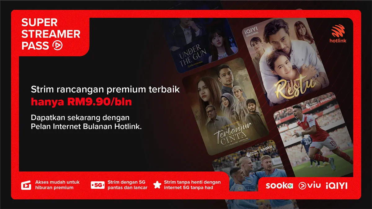 Hotlink lancar pas penstriman baharu untuk akses mudah dan mampu milik kepada kandungan premium sooka, Viu atau iQIYI