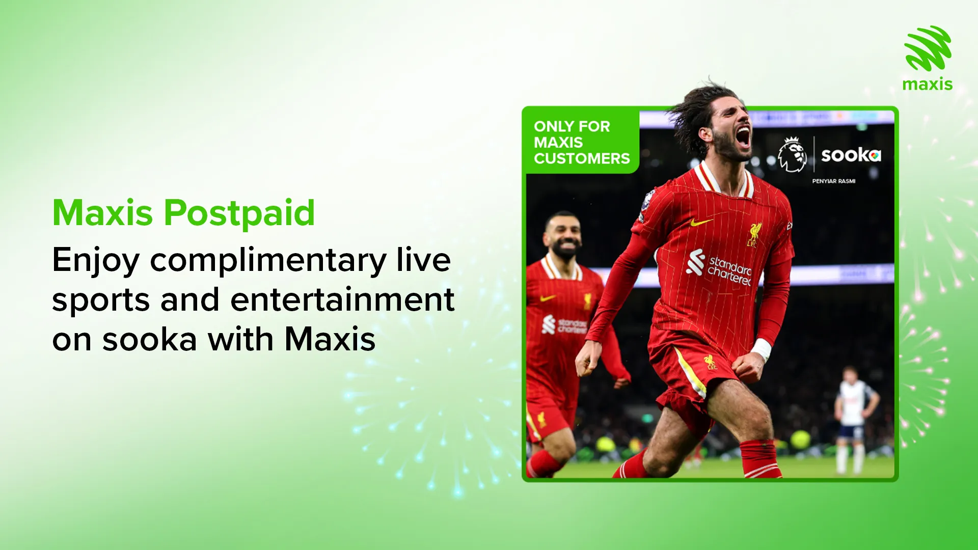 Maxis Postpaid 139, 169, and 199 customers can now enjoy free live sports and entertainment content