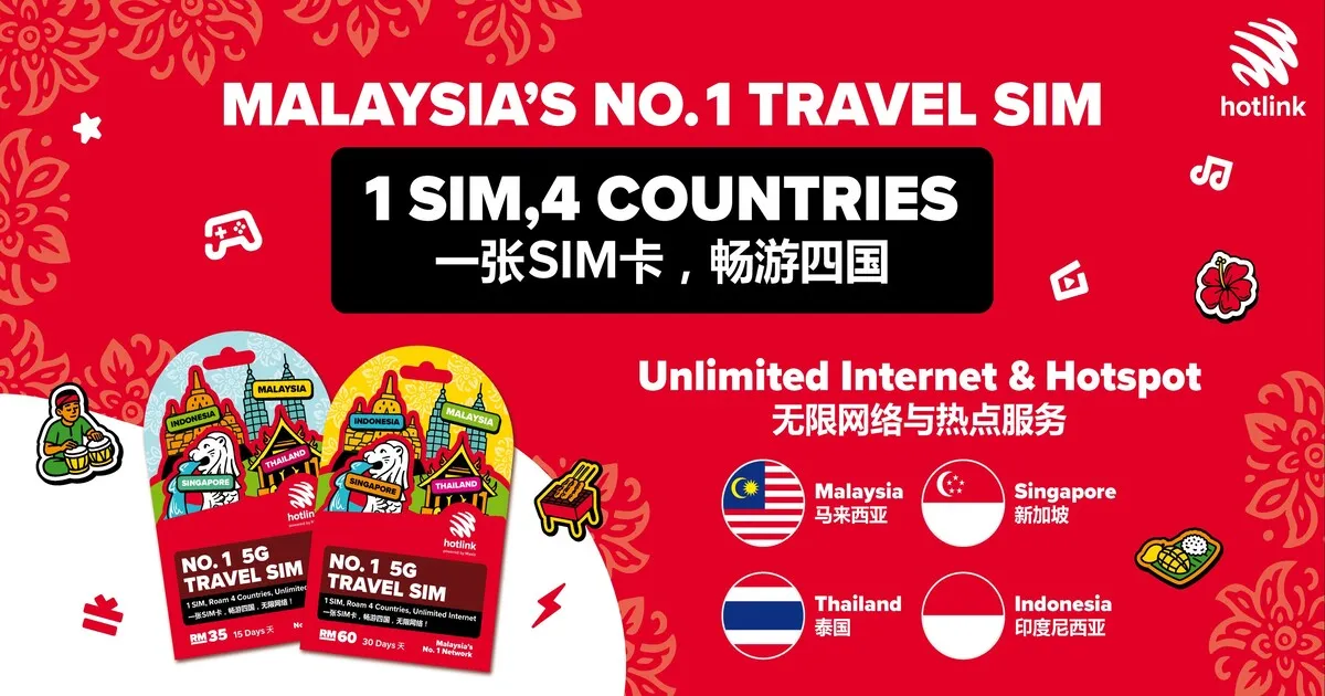 Hotlink introduces new Travel SIM with unlimited internet across 4 countries: Malaysia, Singapore, Thailand and Indonesia