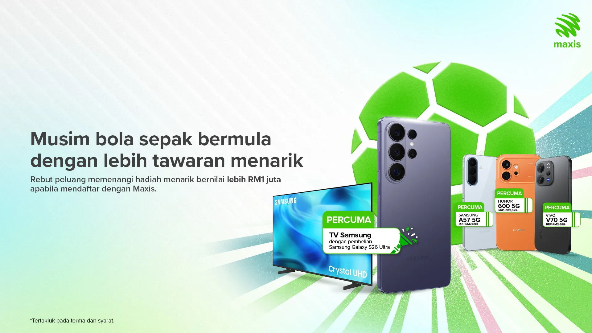 Win with Maxis: Device deals and over RM1 million in giveaways for football fans
