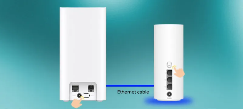 Connect cable: Plug an Ethernet port cable into any LAN port on the back of the Brovi H153. Connect the other end to the LAN port on the WiFi Mesh 3+.