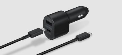 15W Car Charger Dual USB Port Combo Cable-Black