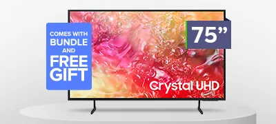 Samsung 75” Bundle with Soundbar + A9 Tablet