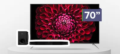 SHARP 70” 4K UHD TV with Soundbar Bundle