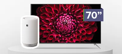 SHARP 70” 4K UHD TV with Tower Air Purifier Bundle