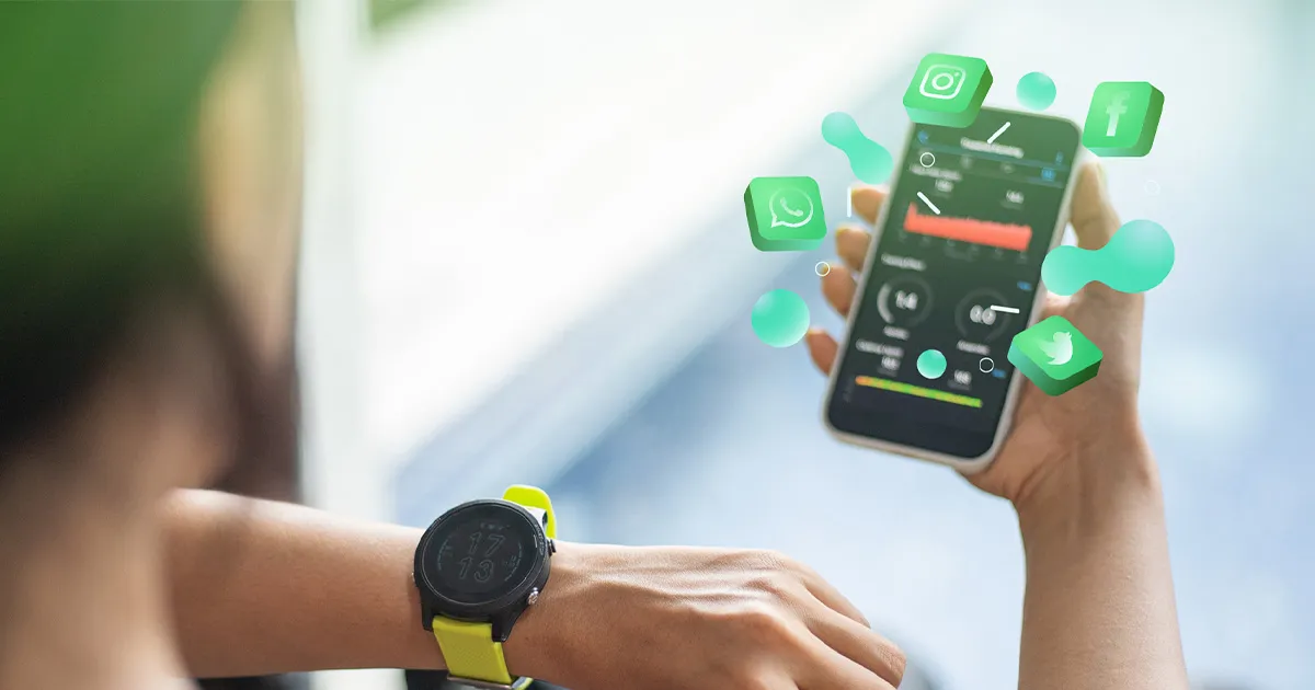 Runner following a marathon training plan using a fitness app during training