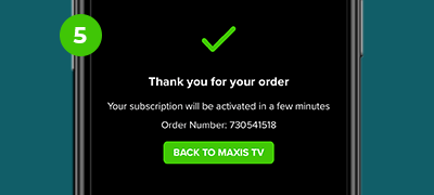 Thank you page. Click “Back to Maxis TV”