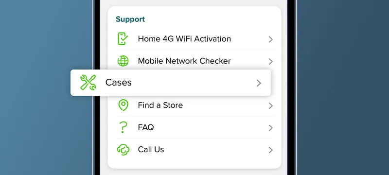 To check case status, select ‘Cases’ under ‘Support’ option