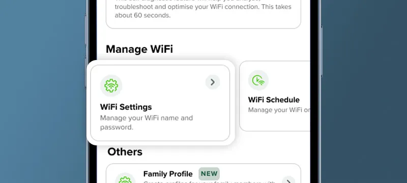 Select 'WiFi Settings' to view service details and manage settings