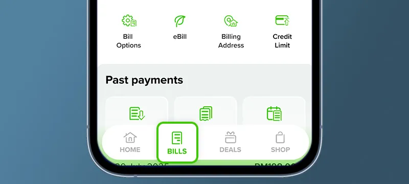 Tap on 'Bills' 
