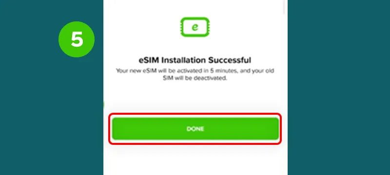 Step 5 - Your eSIM will be successfully installed once the mobile number appears under eSIM in your sim management settings on your phone. Tap on Done to exit the page.