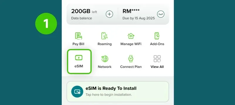 Step 1 - Go to your Maxis app and tap on eSIM Manager.