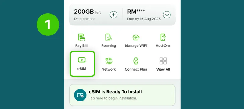 Step 1 - Go to your Maxis app and tap on eSIM Manager