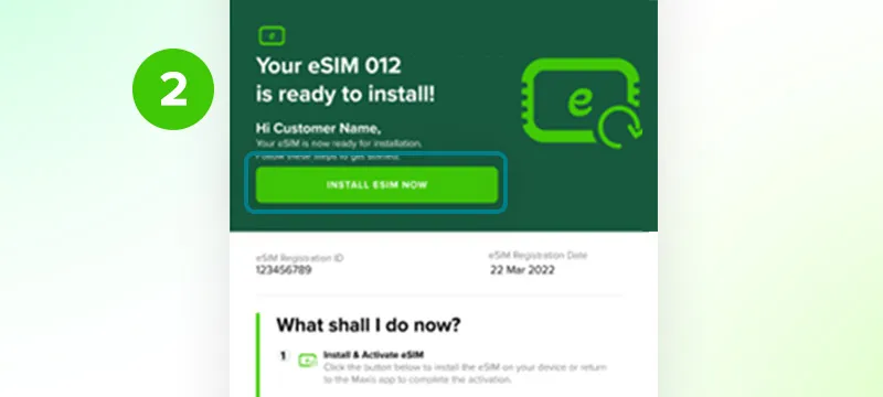 Step 2 - You will receive an email with instructions on how to install your eSIM.