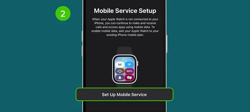 Step 2: When you reach Mobile Service Setup page, tap on “Set Up Mobile Service”