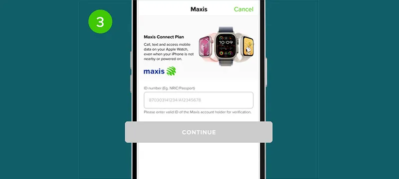 Step 3: Login to Maxis Connect Plan page using your NRIC / Passport number