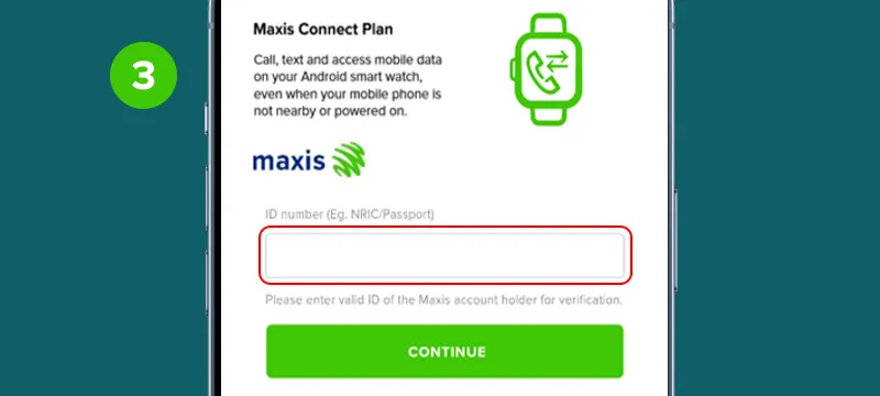 Step 3: Log in to the Maxis Connect Plan page using your NRIC or Passport for verification