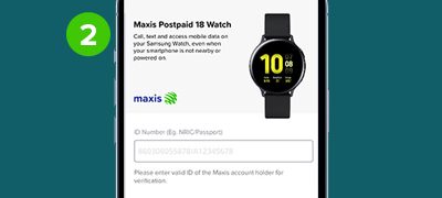 Step 2 - Login to the Maxis Postpaid 18 Watch page using your NRIC / Passport number
