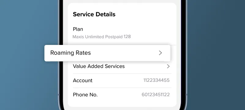 Subscribe Maxis Malaysia Roaming Plan Step 2