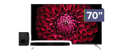 SHARP 70” 4K UHD TV with Soundbar Bundle